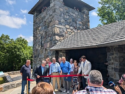 The ribbon cutting ceremony at Eliot Tower.