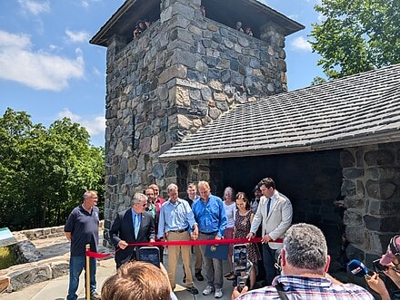 The ribbon cutting ceremony at Eliot Tower.